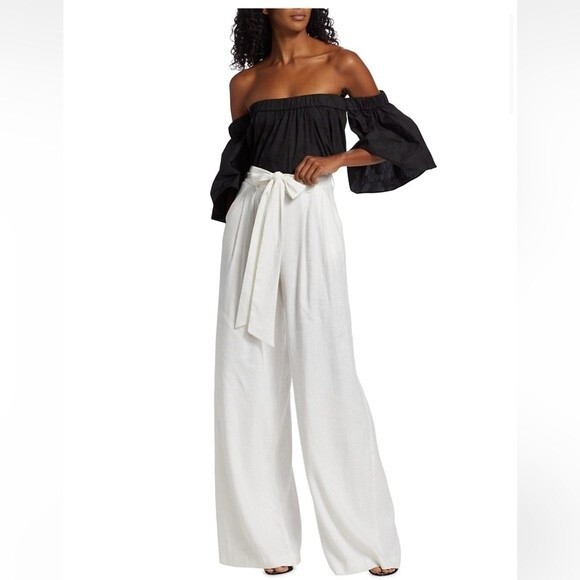 Michelle Smith Lola Top Off The Shoulder Black Poplin Cotton NWT S - Picture 7 of 11